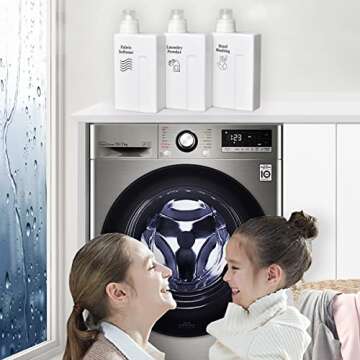 Laundry Detergent Dispenser-3 Pack,34 oz Laundry Soap Dispenser with 6 Stickers for Laundry Room Organization for Liquid Detergent,Fabric Softener,Bleach Agent,Laundry Powder,Scent Beads Container
