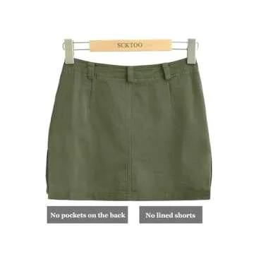 SCKTOO Womens Cargo Skirts Y2K Casual Button Slim Fit Low Waist Mini Skirt with Pockets (Green,S)