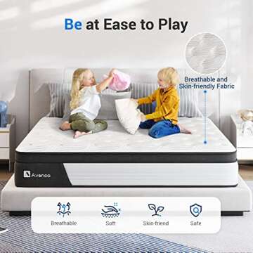 Avenco Full 12 Inch Hybrid Mattress - Medium Firm, CertiPUR-US Foam, Pressure Relief, Motion Isolation, Breathable Fabric
