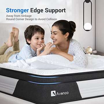 Avenco Full 12 Inch Hybrid Mattress - Medium Firm, CertiPUR-US Foam, Pressure Relief, Motion Isolation, Breathable Fabric