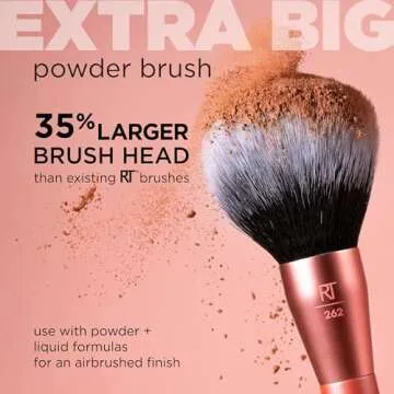 Real Techniques Extra Big Powder Brush, Large Makeup Brush For Powder, Fluffy Head For All-Over Setting, XL Oversized Brush For Quick Application, Cruelty-Free, Synthetic Bristles, 1 Count