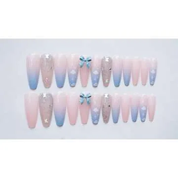 Nail Apparel Y2K Long Coffin Cute Kawaii Press on Nails with 3D Designs