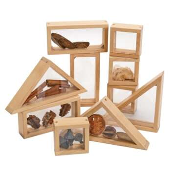 Excellerations Refillable Window Blocks Wood Classroom or Home School Set for Young Learners (Set of 10)