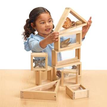 Excellerations Refillable Window Blocks Wood Classroom or Home School Set for Young Learners (Set of 10)