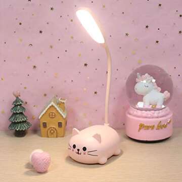 Cute Cat LED Desk Lamp for Kids | Kawaii Study Light