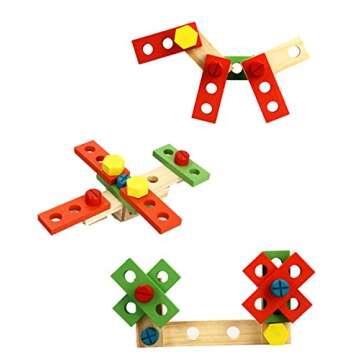 Lewo Wooden Tool Toys Pretend Play Toolbox Accessories Set Educational Construction Toys for Kids