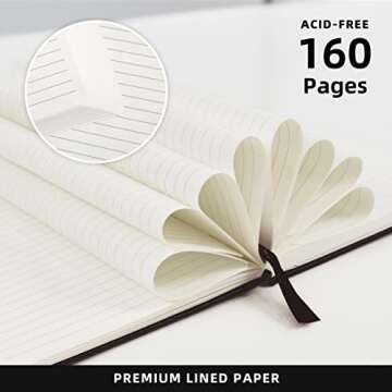 JOYEUX Lined Journal Notebook - 160 Pages Hardcover Journal for Writing, Medium 5.7 inches x 8 inche...