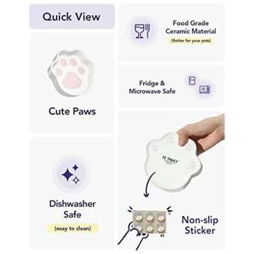 LE TAUCI Cat Bowls Ceramic, Small Cat Dishes, 8 Oz Shallow Cat Food Bowls for Indoor Cats, Relief Whisker Fatigue Cat Bowls, Cat Water Dish, Cute Paw Shaped Kitten Bowls, Flat Cat Plates