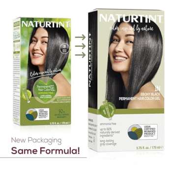 Naturtint 1N Ebony Black Permanent Hair Color (Pack of 6), Ammonia Free, Vegan, Cruelty Free, up to ...