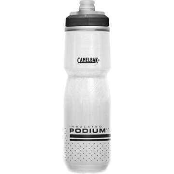 CamelBak Podium Chill Insulated Bike Water Bottle - Easy Squeeze Bottle - Fits Most Bike Cages - 24oz, White/Black