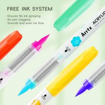 Arrtx 36 Colors Acrylic Paint Pens for Rock Painting, Brush Tip Acrylic Pen, Acrylic Markers, Waterproof Paint Marker, Art Supplies for Stone, Glass, Egg, Wood, DIY Crafts