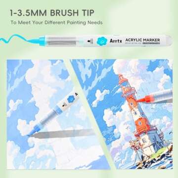 Arrtx 36 Colors Acrylic Paint Pens for Rock Painting, Brush Tip Acrylic Pen, Acrylic Markers, Waterproof Paint Marker, Art Supplies for Stone, Glass, Egg, Wood, DIY Crafts