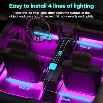 Winzwon Car Accessories for Women Men, Gifts for Him Her, Led Lights for Car Decor, APP Control Inside with USB Port, Music Sync Color Change Lights for Jeep Truck, 12V