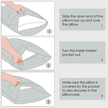 Bedsure Standard Size Satin Pillowcase for Hair and Skin Silver Grey Pillow case Set of 2 Envelope Closure Pillowcases - 20x26, Silver Grey