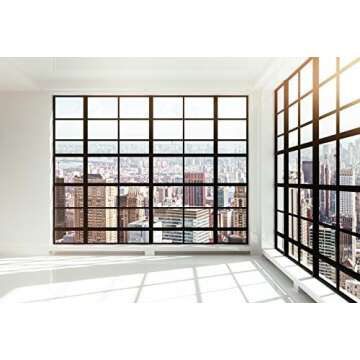 Yeele 10x8ft Skyscraper Window Backdrop Office Building French Window Transparent Glass Window City ...