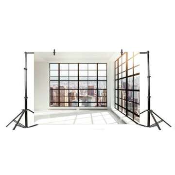 Yeele 10x8ft Skyscraper Window Backdrop Office Building French Window Transparent Glass Window City Landscape Photography Background Man Adult Portrait Photo Shooting Vinyl Wallpaper Studio Props