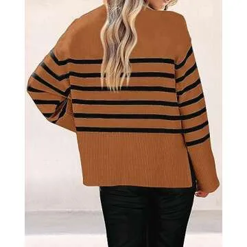 KIRUNDO Striped Knit Oversized Sweaters for Women