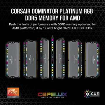 CORSAIR DOMINATOR PLATINUM RGB DDR5 64GB (2x32GB) DDR5 5600MHz CL40 AMD EXPO Intel XMP iCUE Compatib...