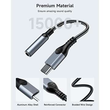 ZOOAUX USB Type C to 3.5mm Headphone Jack Adapter (2-Pack), USB C to Aux Audio Dongle Cable Cord for iPhone 16 16 Pro Max 15 15 Pro 15 Plus,iPad,Pixel,Samsung Galaxy S24 S23 S22 S21 S20 Note -Grey