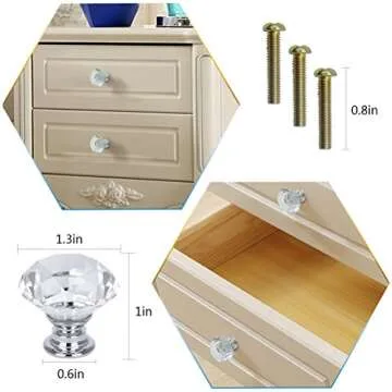 Dxhycc 10 Pcs Crystal Glass Cabinet Knobs 30mm Diamond Shape Drawer Kitchen Cabinets Dresser Cupboard Wardrobe Pulls Handles