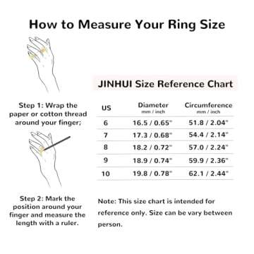 JINHUI Chunky Gold Rings for Women with Birthstones, Stainless Steel 18k Gold Plated Thick Statement Rings Jewelry (Size 6-8)