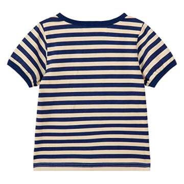 Mud Kingdom Boys T-Shirt Rainbow Striped Cotton Crewneck for Kids