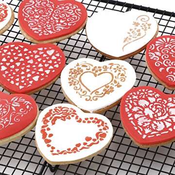 Valentine Cookie Decorating Stencil and Cutter Set, 11-Pieces Cookie Stencils for Royal Icing, 1-Piece Love Heart Cookie Cutter(Valentine's Day)