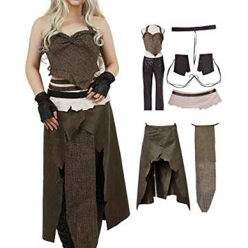 miccostumes Women's Dothraki Khaleesi Outfit Daenerys Targaryen Brown Cosplay Costume (Women s)