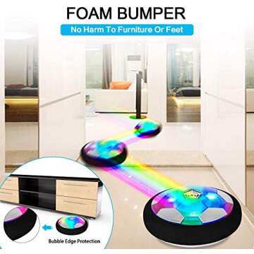 Hover Ball Set with 2 Goals, USB Rechargeable with LED Light and Inflatable Soccer Ball, Air Floating Soccer with Safe Bumper for Indoor Outdoor Sports Ball Game, Football Toy for Boy Girl Best Gift