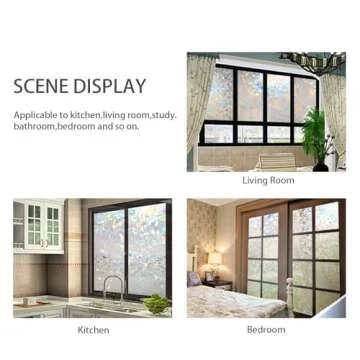 CottonColors Window Privacy Film 17"x78", 3D Rainbow Window Film Decorative Window Film Heat Blocking Static Cling Non-Adhesive Window Clings for Glass Windows