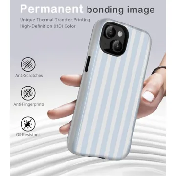 Amzfield Aesthetic iPhone 13/14 Case - Cute Striped Design for Women