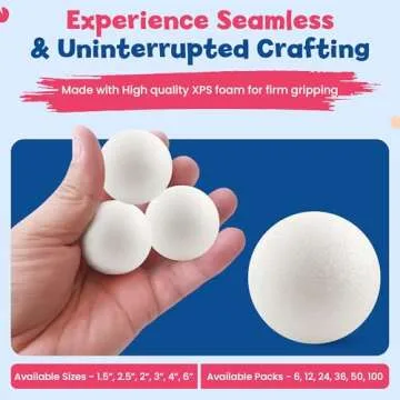 Hygloss Products Foam Balls - Craft Foam (XPS) for Projects, Arts, & Crafts, 4-Inch, White, 12 Pieces