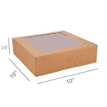 Tcoivs 20-Pack Pie Boxes 10" x 10" x 2.5", Bakery Boxes with Window, Auto-Popup Cookie Boxes for Pie...