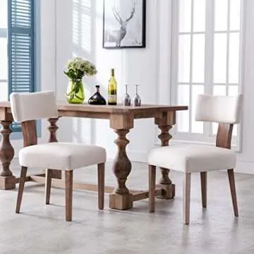 BESTANO Modern Dining Chairs Set of 6 - Chic Upholstered Comfort in Beige