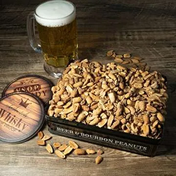 Valentines Nuts Gift Basket for Men, Unique Flavored Peanuts Assortment in a Cool Tin Gift Box, Grea...