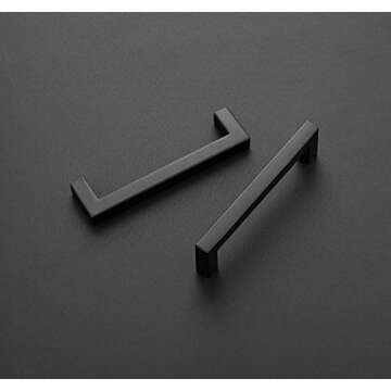 Ravinte 3 Pack 5 Inch Kitchen Square Cabinet Handles Matte Black Cabinet Pulls Black Drawer Pulls Ki...