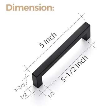 Ravinte 3 Pack 5 Inch Kitchen Square Cabinet Handles Matte Black Cabinet Pulls Black Drawer Pulls Kitchen Cabinet Hardware Kitchen Handles for Cabinets Cupboard Handles Drawer Handles
