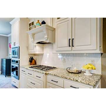 Ravinte 3 Pack 5 Inch Kitchen Square Cabinet Handles Matte Black Cabinet Pulls Black Drawer Pulls Kitchen Cabinet Hardware Kitchen Handles for Cabinets Cupboard Handles Drawer Handles