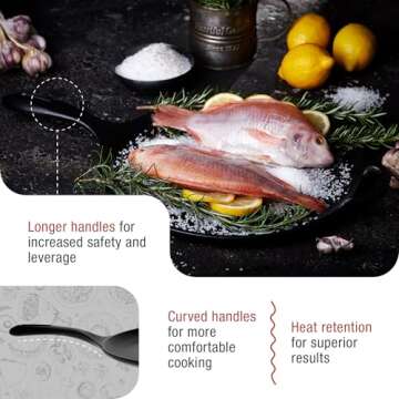 Victoria 12-Inch Cast Iron Comal Pizza Pan with a Long Handle and a Loop Handle, Preseasoned with Flaxseed Oil, Made in Colombia