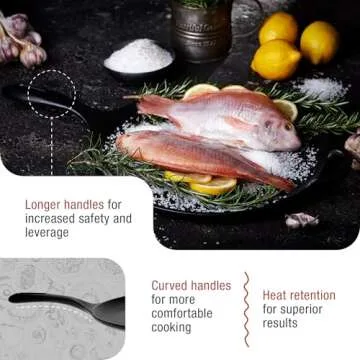 Victoria 12-Inch Cast Iron Comal Pizza Pan with a Long Handle and a Loop Handle, Preseasoned with Flaxseed Oil, Made in Colombia