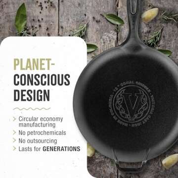 Victoria 12-Inch Cast Iron Comal Pizza Pan with a Long Handle and a Loop Handle, Preseasoned with Flaxseed Oil, Made in Colombia