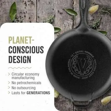 Victoria 12-Inch Cast Iron Comal Pizza Pan with a Long Handle and a Loop Handle, Preseasoned with Flaxseed Oil, Made in Colombia