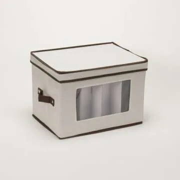 Elegant Champagne Glass Storage Box with Lid and Handles