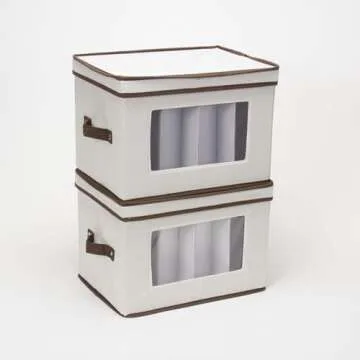 Elegant Champagne Glass Storage Box with Lid and Handles