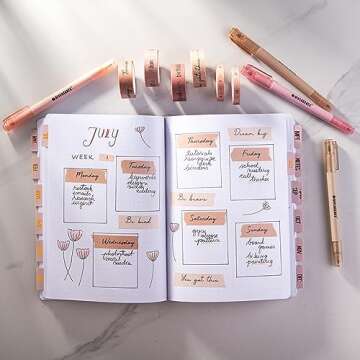 DIVERSEBEE Pastel Washi Tape Set, 5 Rolls Decorative Scrapbook Tape, Cute Craft Tape, Scrapbooking Bullet Journal Supplies, Bible Journaling, Planner Accessories, Gift Wrap Tape (Planner)