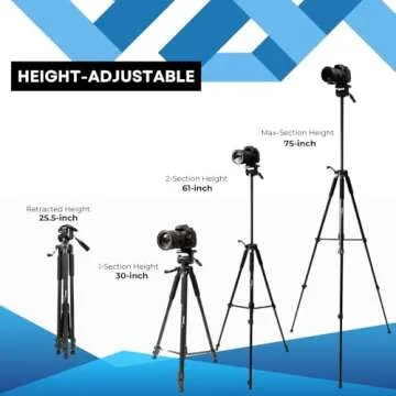 75" Heavy Duty Pan Head Tripod for Nikon DSLRs