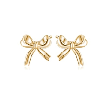 Elegant Reffeer 925 Sterling Silver Bow Stud Earrings for Women