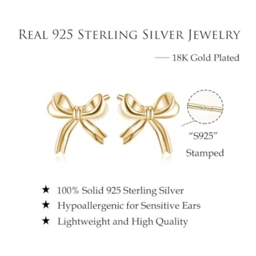 Reffeer 925 Sterling Silver Bow Stud Earrings