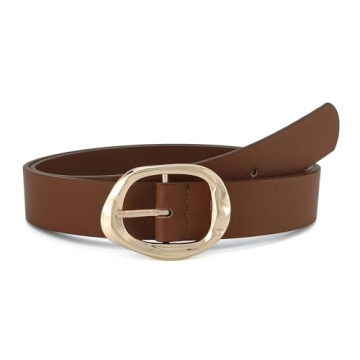 Earnda Essential Fashion Belt in Brown Faux Leather with Stylish Buckle
