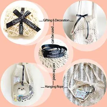 Tidawave Net Shopping Bag Cotton Market String Reusable Net Shopping Tote with Long Handles Washable Mesh Fruit Vegetable Pack of 2 (Natural + Macaron) by Tidawave